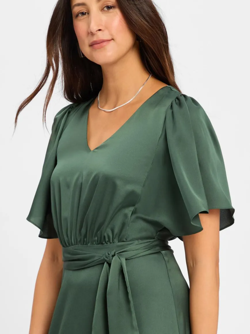 Marie Lund Kleider*Damen Abendkleid tanne uni