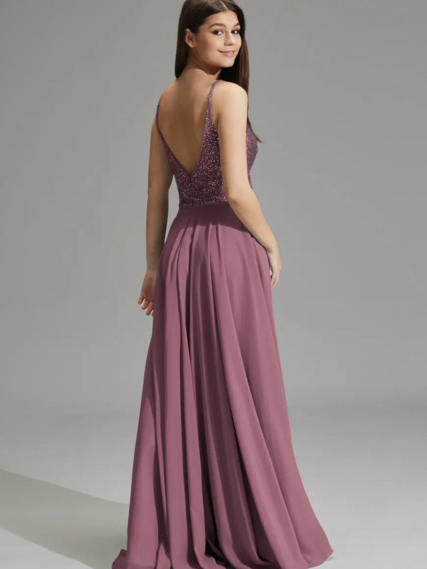 Hey Kyla Kleider*Damen Abendkleid rosenholz uni