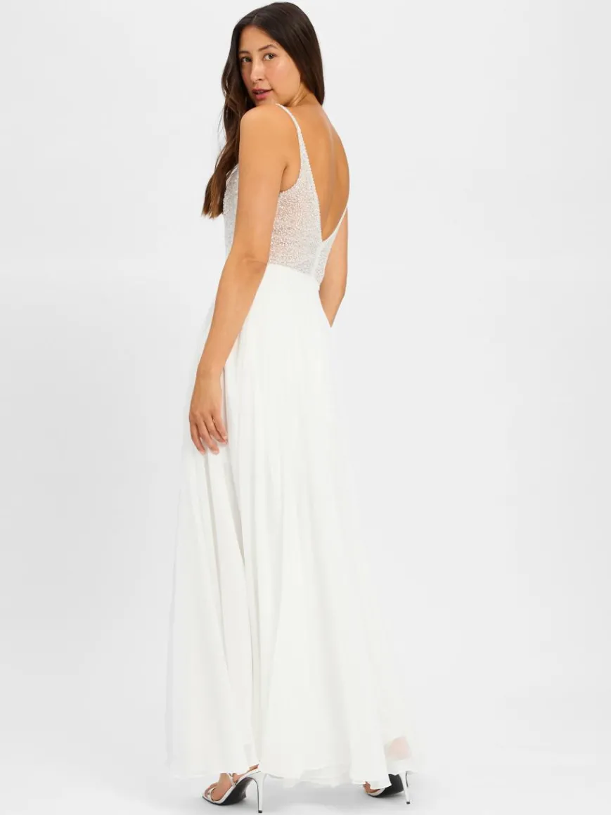 Hey Kyla Kleider*Damen Abendkleid weiß uni