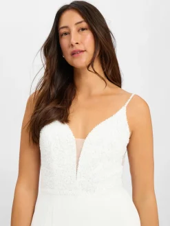 Hey Kyla Kleider*Damen Abendkleid weiß uni