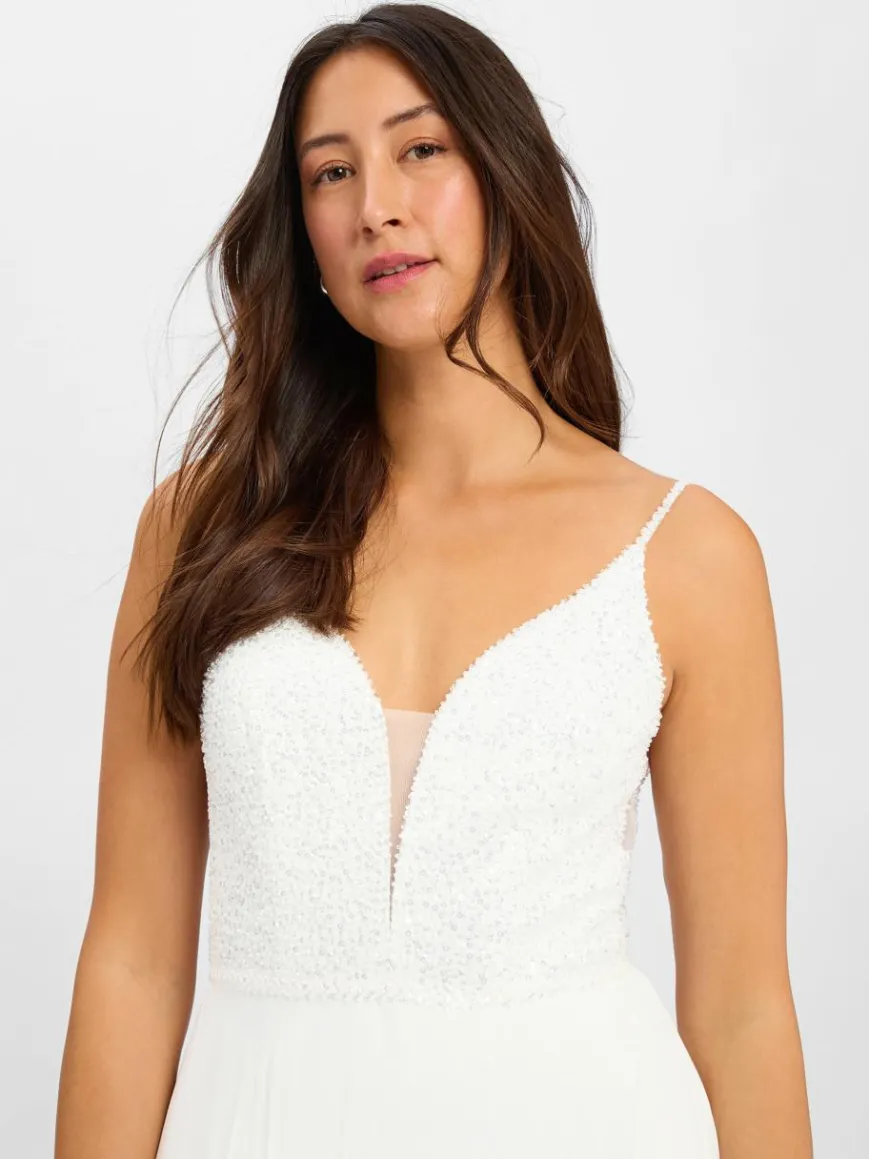 Hey Kyla Kleider*Damen Abendkleid weiß uni