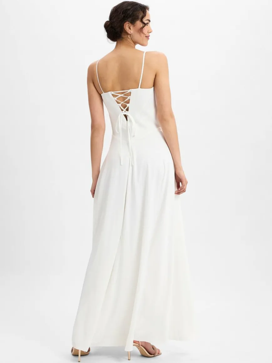 Marie Lund Kleider*Damen Abendkleid ecru uni