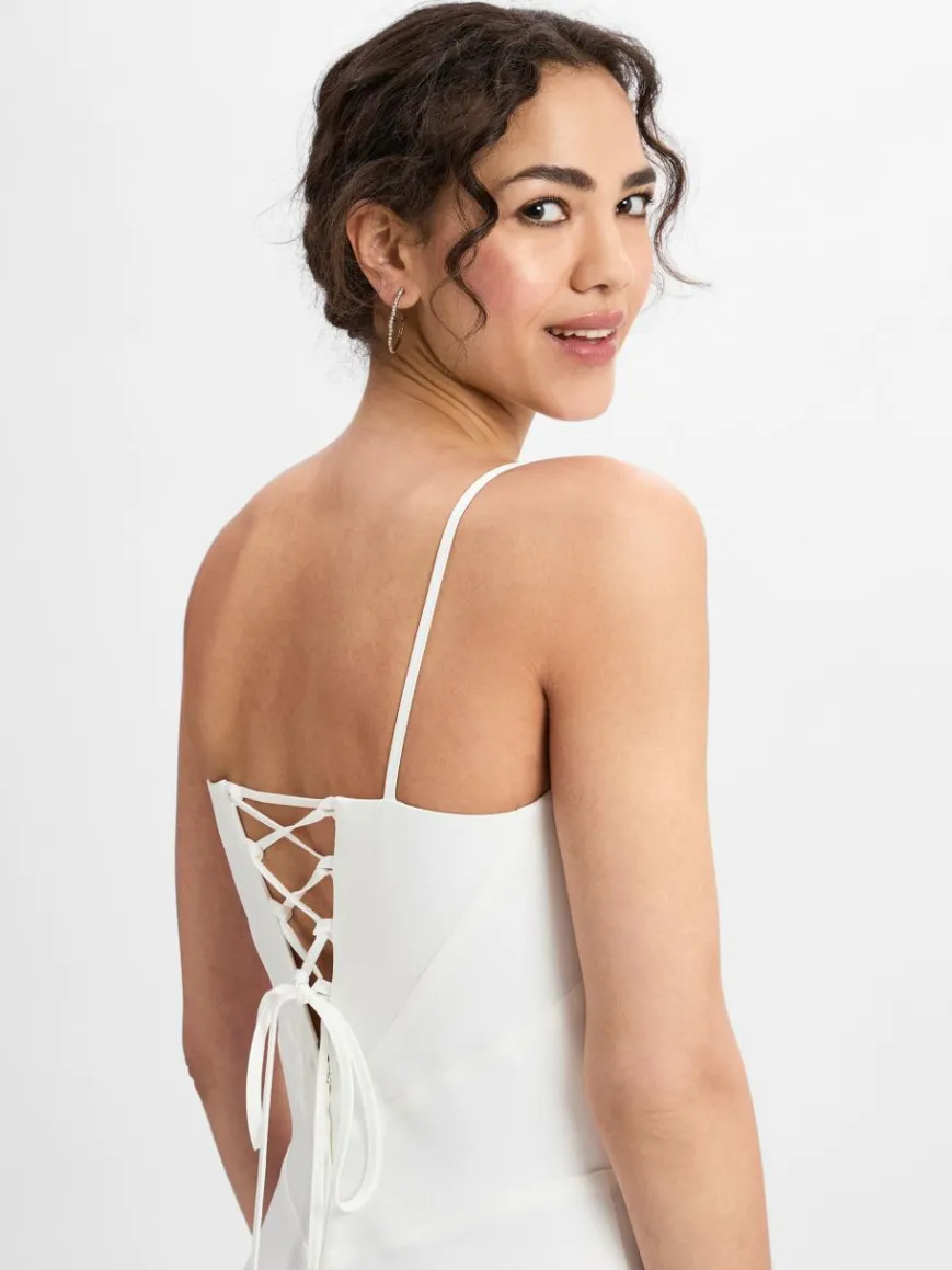 Marie Lund Kleider*Damen Abendkleid ecru uni