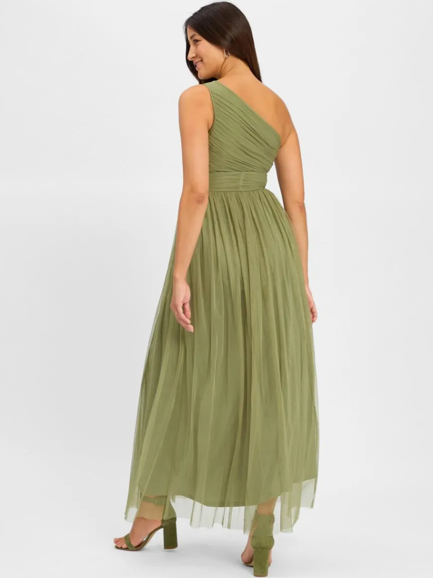 Marie Lund Kleider*Damen Abendkleid oliv uni