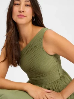 Marie Lund Kleider*Damen Abendkleid oliv uni