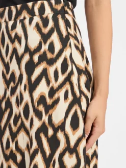 comma Röcke*Damen A-Linen-Rock mit Leinenanteil beige braun gemustert