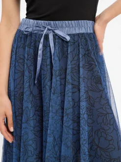 More & More Röcke*Damen A-Linien-Maxirock indigo schwarz gemustert