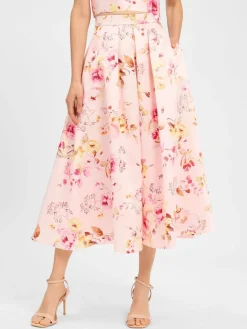 Swing Röcke|Kleider*Damen A-Linien-Rock rosa pink gemustert