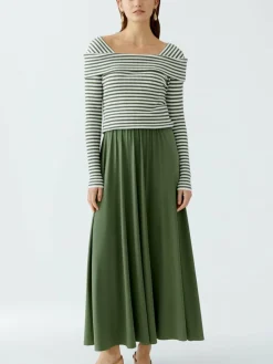 Oui Röcke*Damen A-Linien-Rock oliv uni