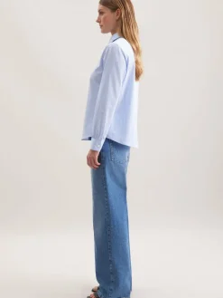 Seidensticker Blusen*Damen Ausgestellte Bluse - Gestreift blau gestreift