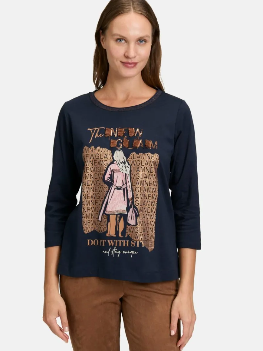 Betty Barclay Shirts & Tops*Damen Basic Shirt braun blau bedruckt