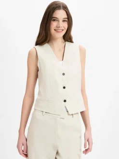 Marc O'Polo Blazer|Jacken & Westen*Damen Baukasten-Anzugsweste mit Leinenanteil beige uni