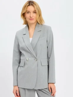 Marie Lund Blazer*Damen Baukasten-Blazer hellgrau gestreift