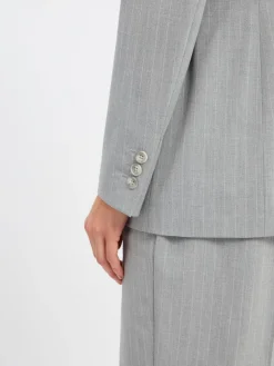 Marie Lund Blazer*Damen Baukasten-Blazer hellgrau gestreift