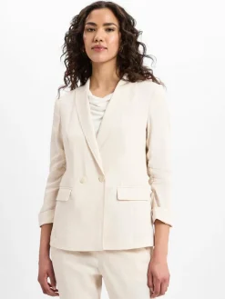 Marc Cain Collections Blazer*Damen Baukasten-Blazer mit Leinenanteil ecru uni