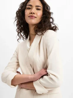 Marc Cain Collections Blazer*Damen Baukasten-Blazer mit Leinenanteil ecru uni