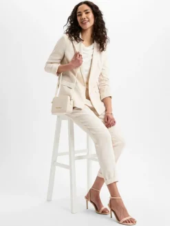 Marc Cain Collections Blazer*Damen Baukasten-Blazer mit Leinenanteil ecru uni