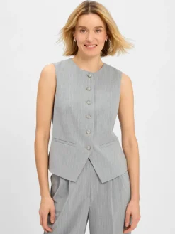 Marie Lund Jacken & Westen*Damen Baukasten-Weste hellgrau gestreift