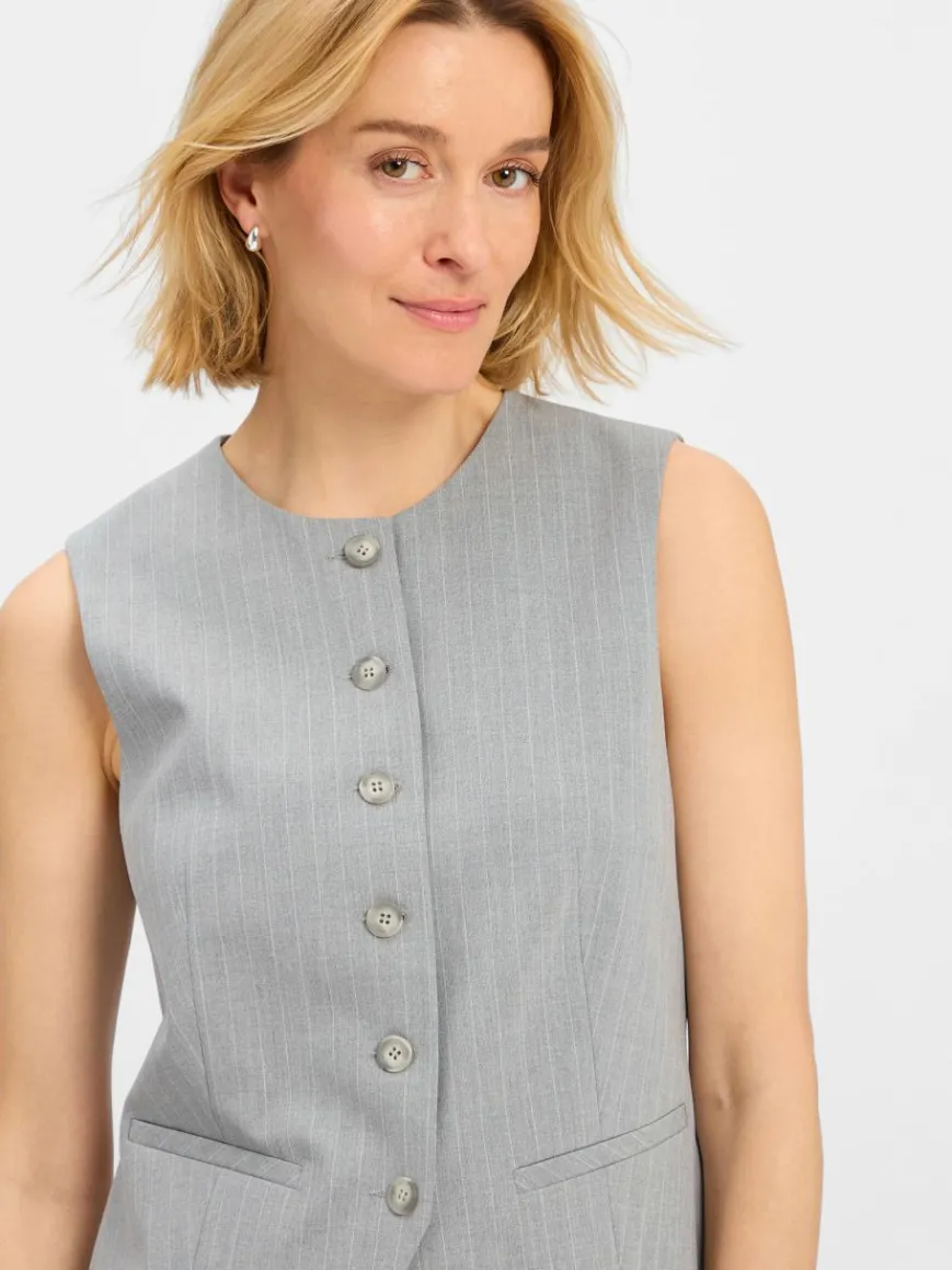 Marie Lund Jacken & Westen*Damen Baukasten-Weste hellgrau gestreift