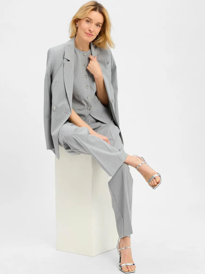 Marie Lund Jacken & Westen*Damen Baukasten-Weste hellgrau gestreift