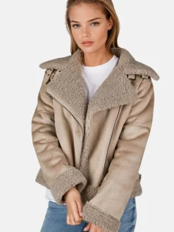 White Label Jacken & Westen*Damen Bikerjacke taupe uni