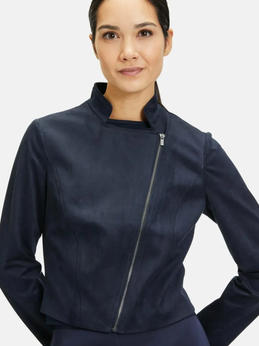 Vera Mont Blazer*Damen Bikerjacke marine blau uni