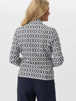 Frank Walder Blazer*Damen Blazer weiß blau gemustert