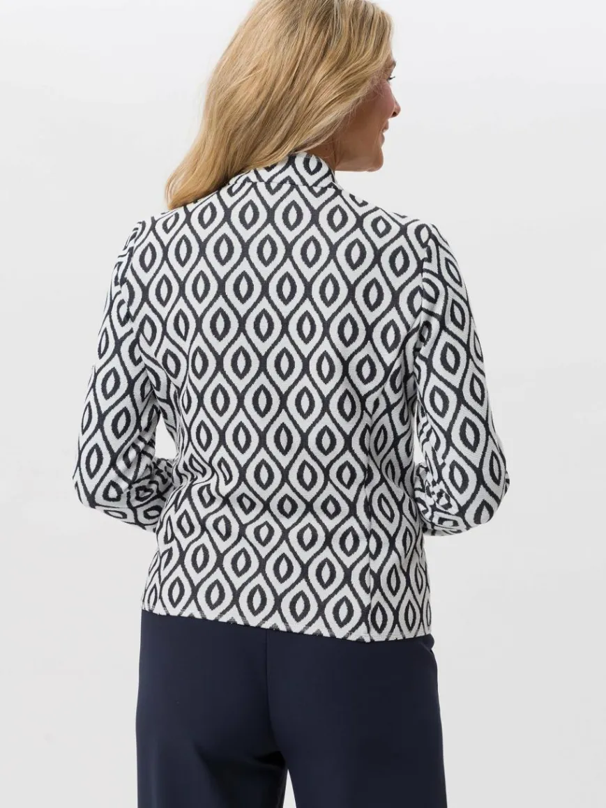 Frank Walder Blazer*Damen Blazer weiß blau gemustert