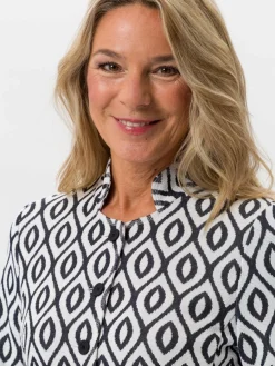 Frank Walder Blazer*Damen Blazer weiß blau gemustert