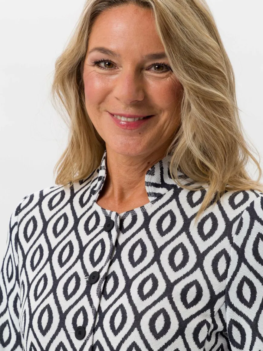 Frank Walder Blazer*Damen Blazer weiß blau gemustert