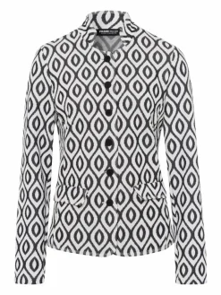 Frank Walder Blazer*Damen Blazer weiß blau gemustert