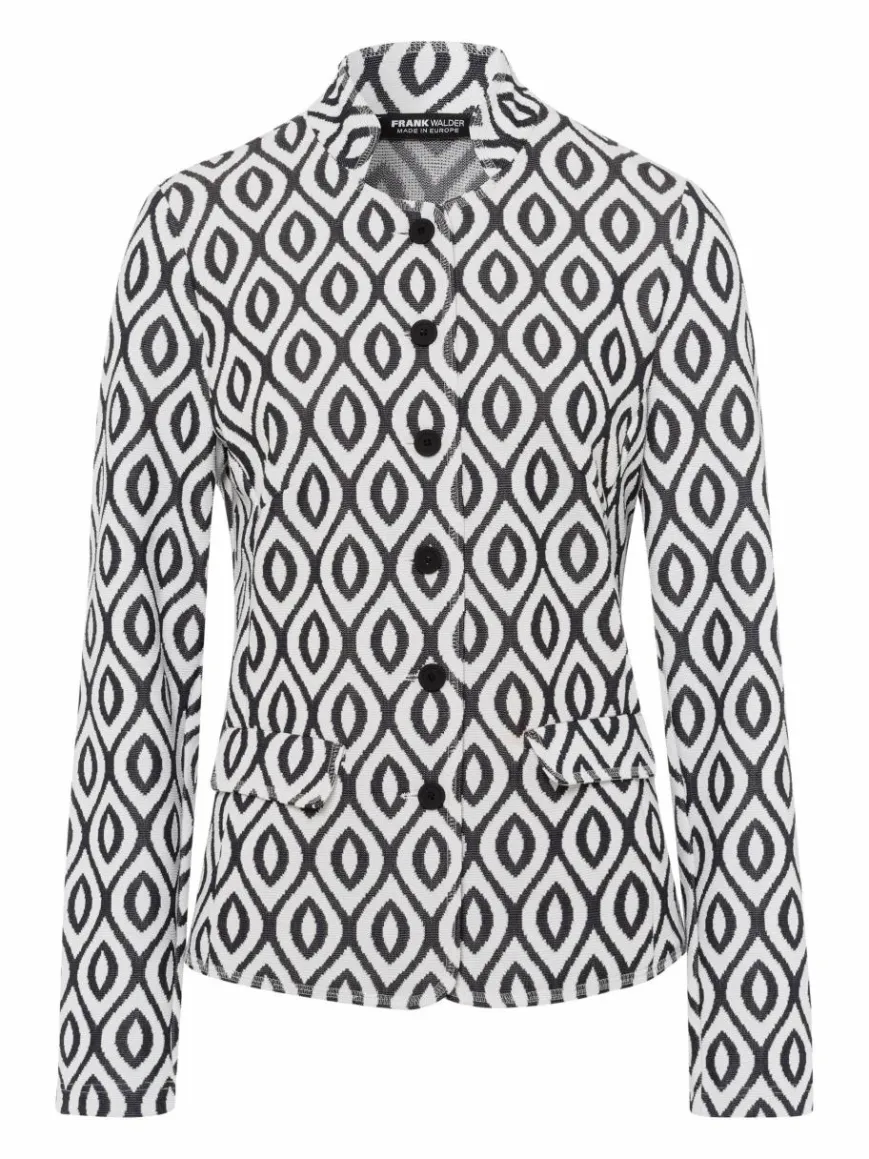 Frank Walder Blazer*Damen Blazer weiß blau gemustert