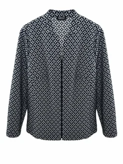Frank Walder Blazer*Damen Blazer weiß blau gemustert