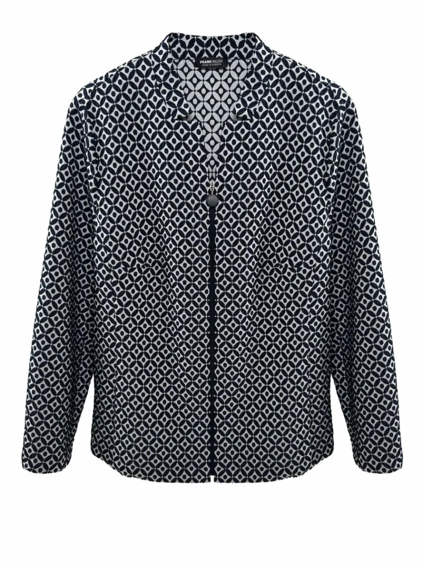 Frank Walder Blazer*Damen Blazer weiß blau gemustert