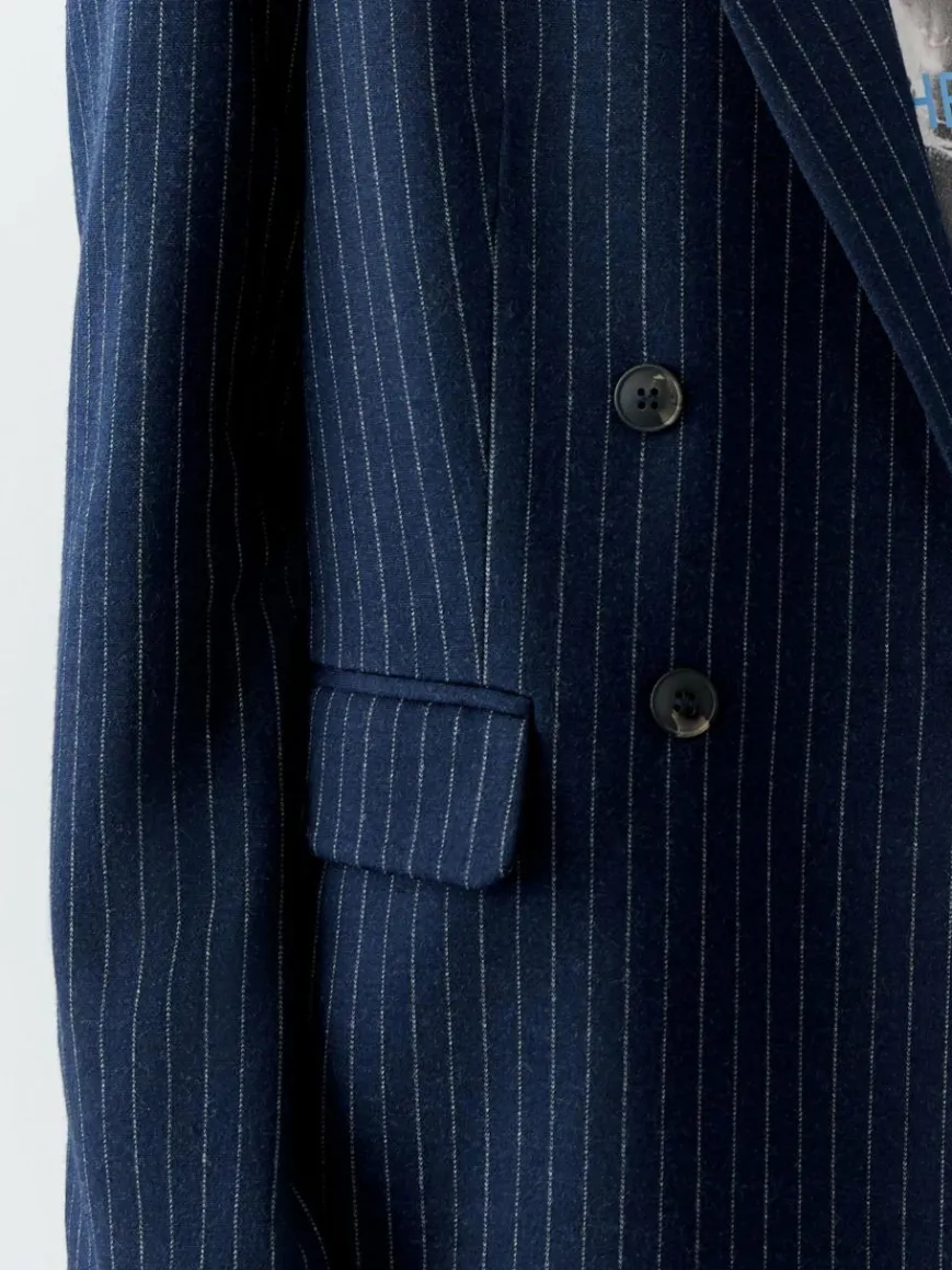 Oui Blazer*Damen Blazer blau gestreift