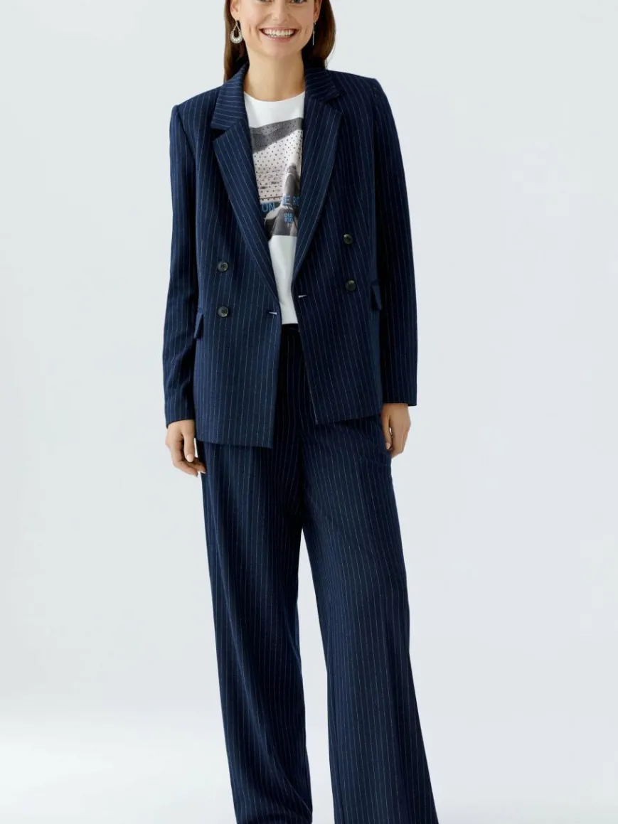 Oui Blazer*Damen Blazer blau gestreift