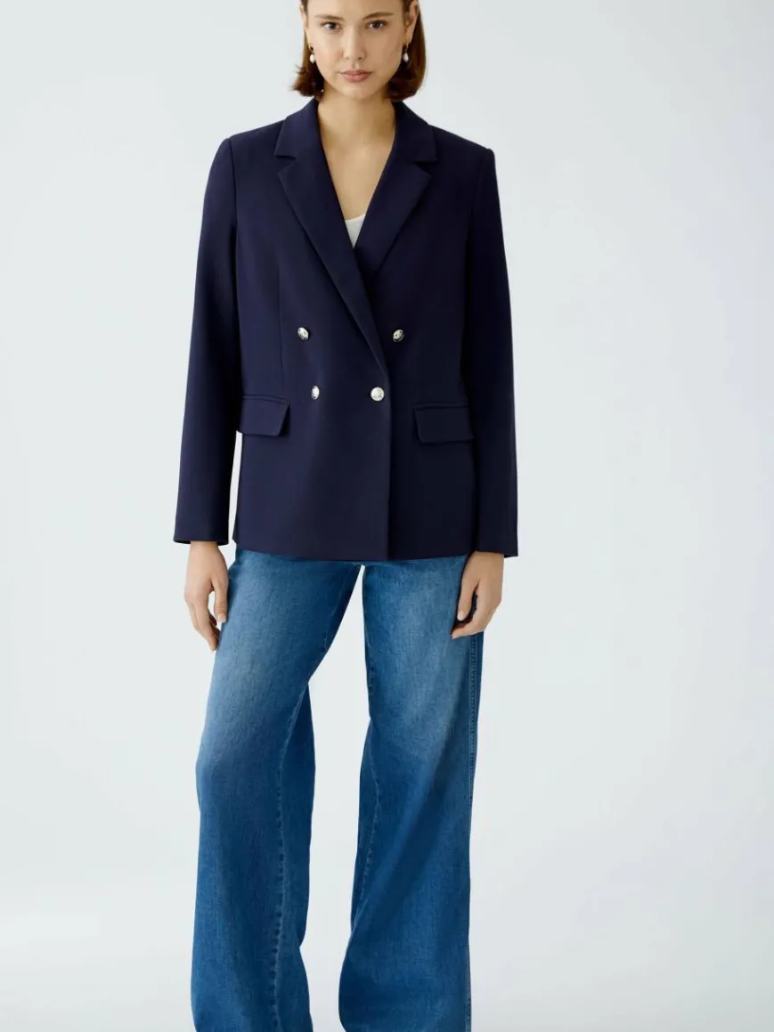 Oui Blazer*Damen Blazer blau uni