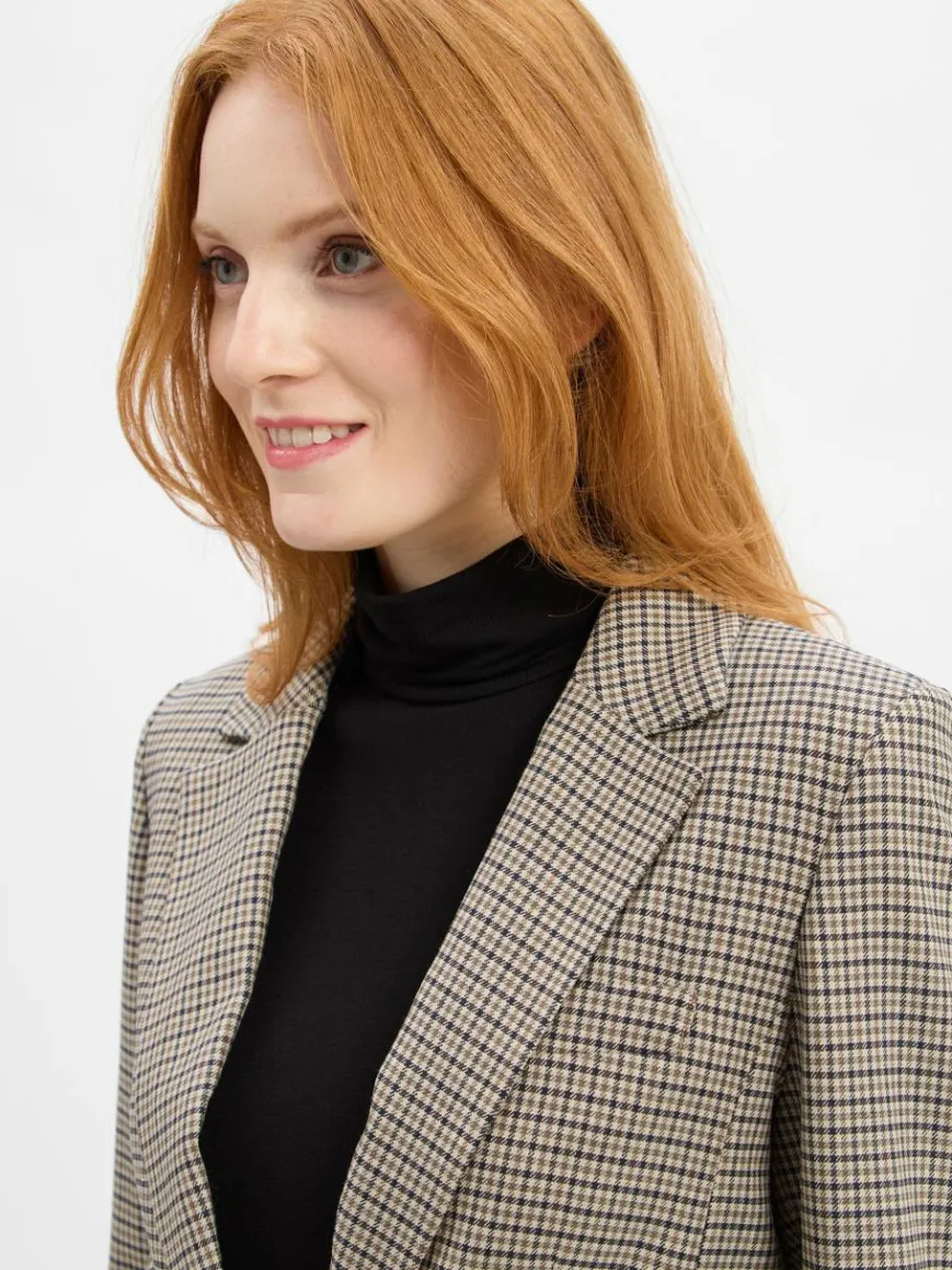 More & More Blazer*Damen Blazer beige kariert