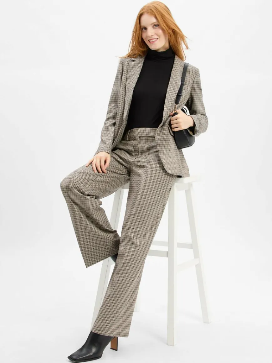 More & More Blazer*Damen Blazer beige kariert