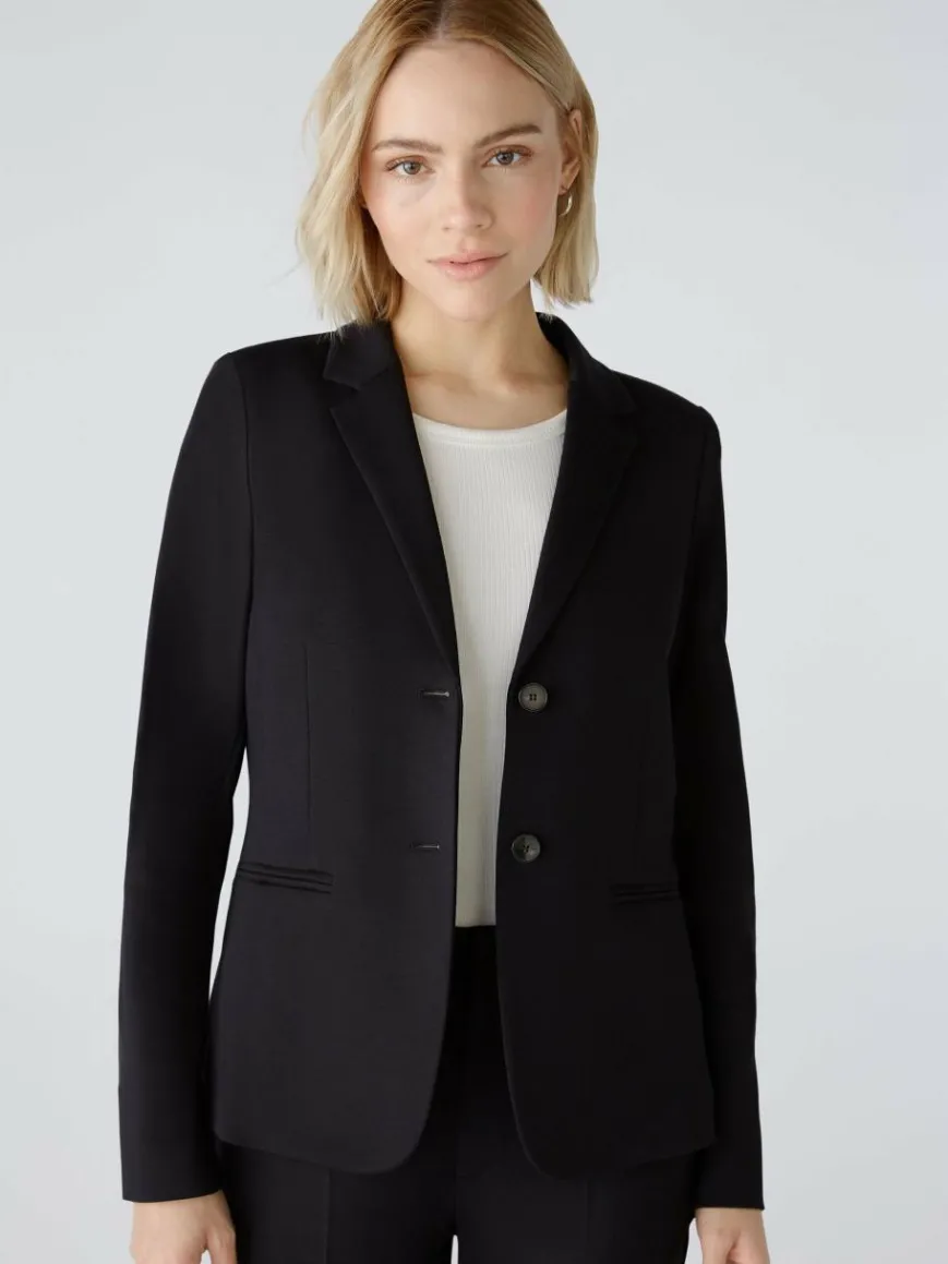 Oui Blazer*Damen Blazer schwarz uni