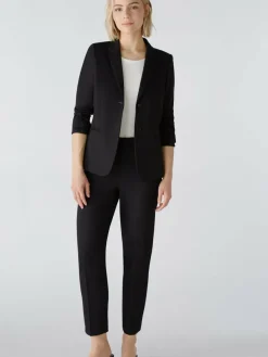 Oui Blazer*Damen Blazer schwarz uni