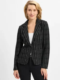 comma Blazer*Damen Blazer schwarz weiß kariert