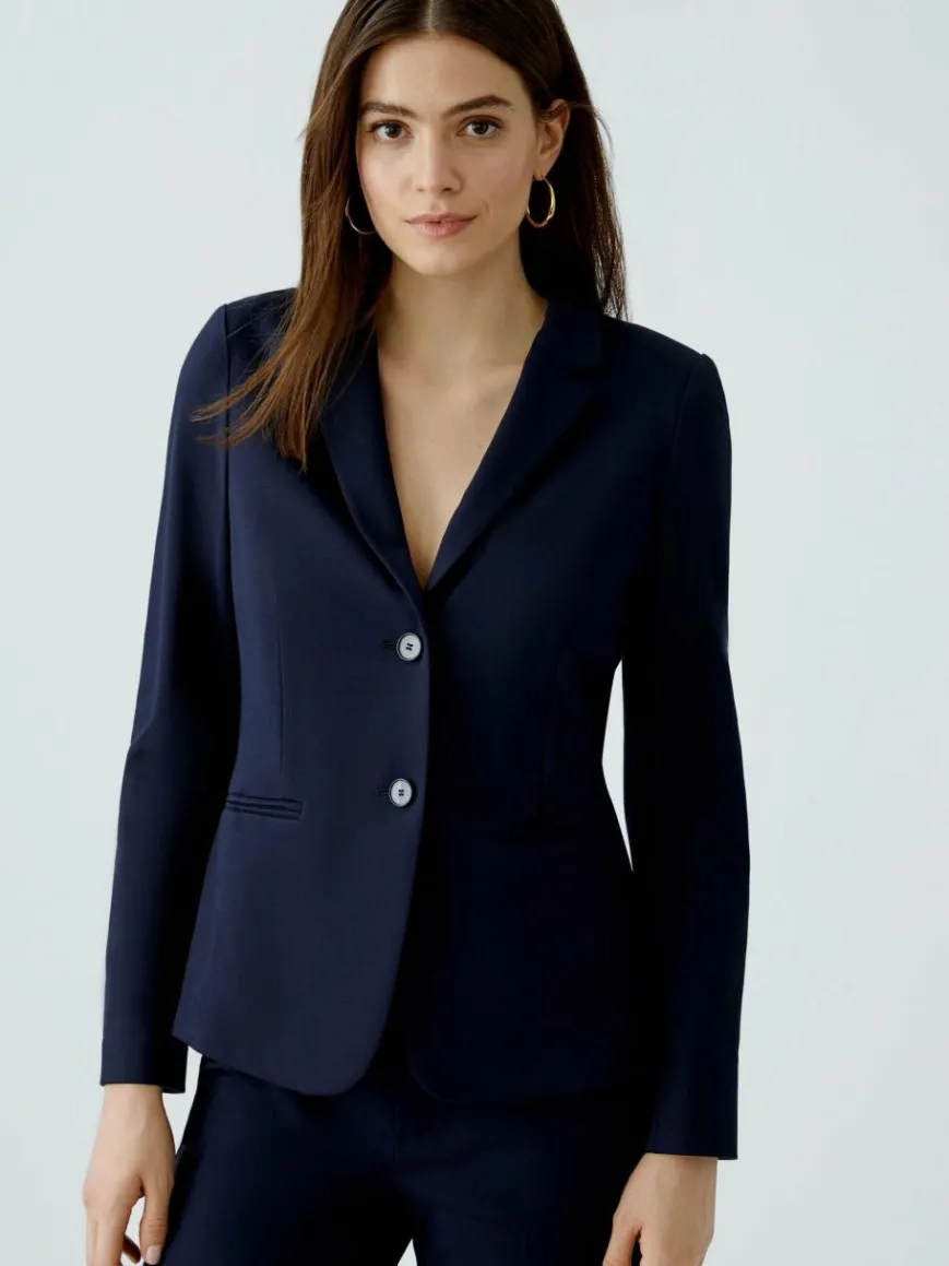Oui Blazer*Damen Blazer blau uni