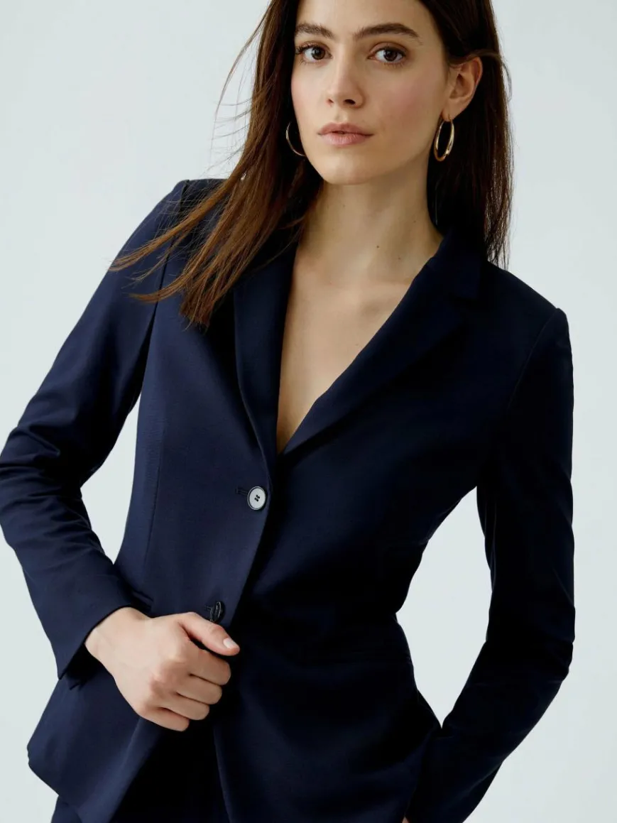 Oui Blazer*Damen Blazer blau uni