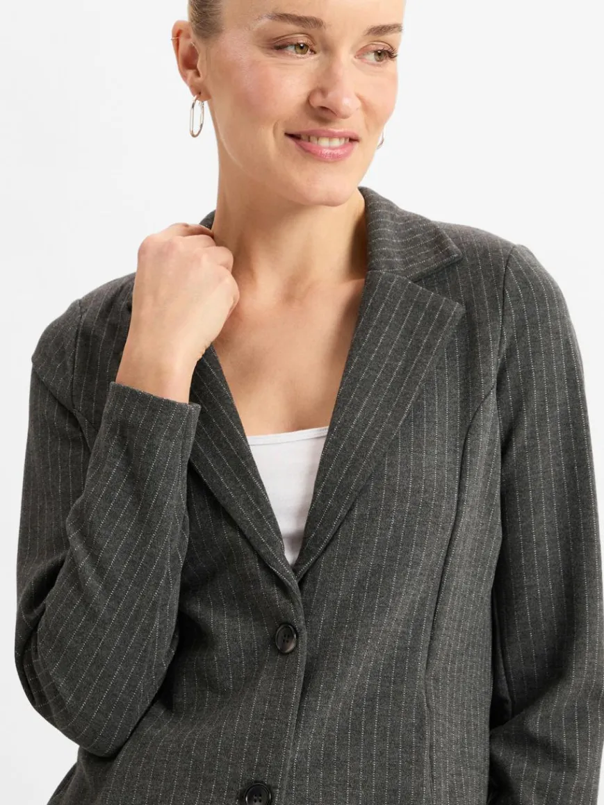 soyaconcept® Blazer*Damen Blazer - SC-IVA 3 anthrazit gestreift