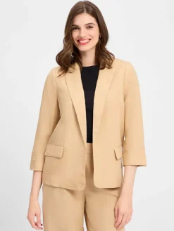 zero Blazer*Damen Blazer mit Leinen-Anteil beige uni