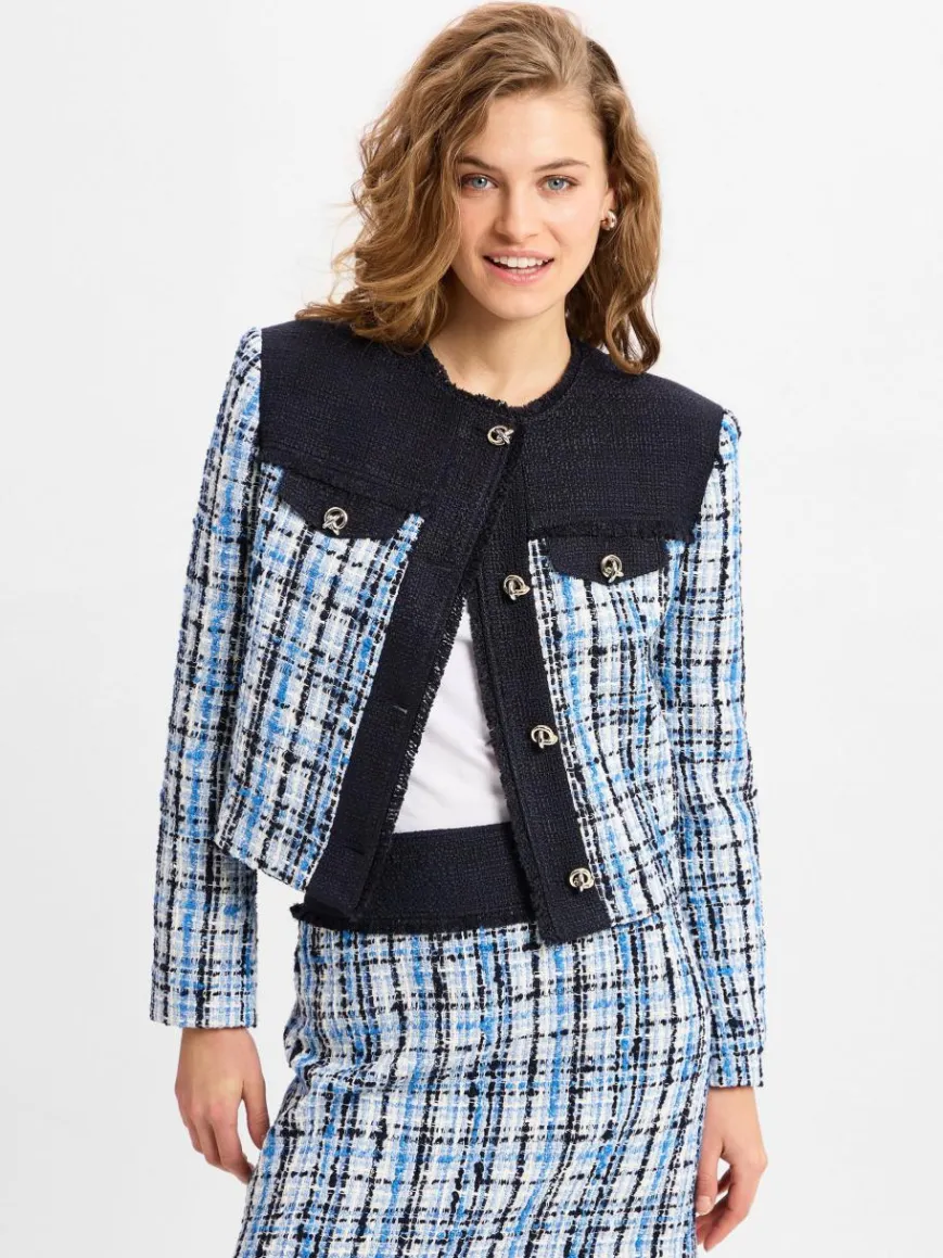 BOSS Blazer*Damen Blazer mit Woll-Anteil - Josola marine blau kariert