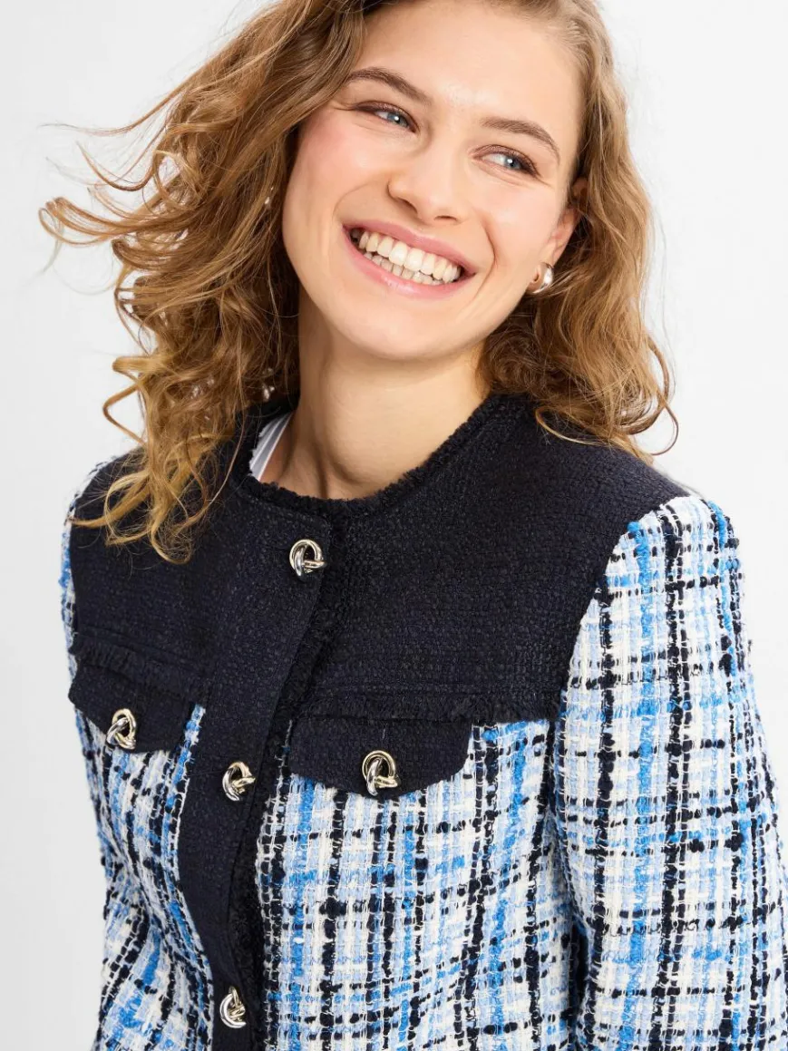 BOSS Blazer*Damen Blazer mit Woll-Anteil - Josola marine blau kariert