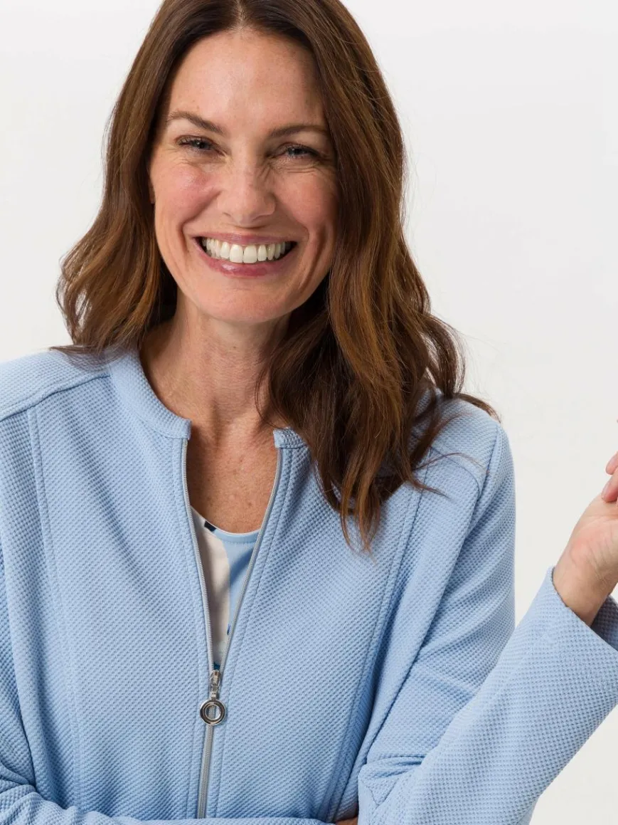 Frank Walder Sweatshirts & Sweatjacken*Damen Blazerjacke hellblau blau uni