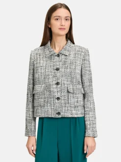 Betty & Co Blazer*Damen Blazer-Jacke petrol mehrfarbig gemustert
